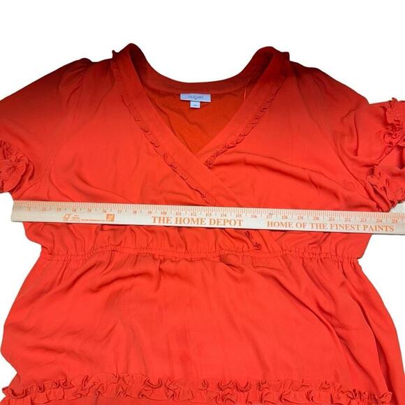 Alexis Target Dress Angel Sleeve Tiered Ruffle Orange Chiffon Plus Size 2X Boho - Picture 12 of 16